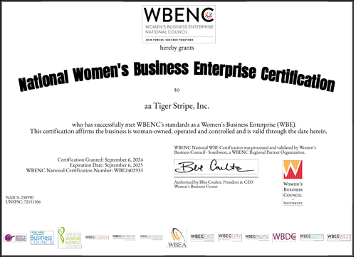 2024 WBENC certificate